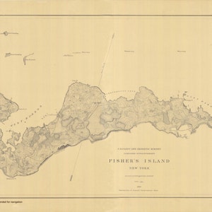 Fishers Island Karte - 1882 - Seekarte Druck