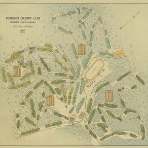Mapa del campo de golf de Pinehurst Country Club - 1922 (cuadrado)