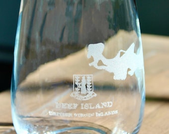 Beef Island (BVI) Map - Laser Engraved Glasses - Caribbean Gift