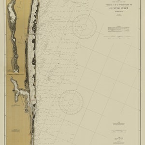 Jupiter Inlet Karte - 1931 - Seekarte Druck