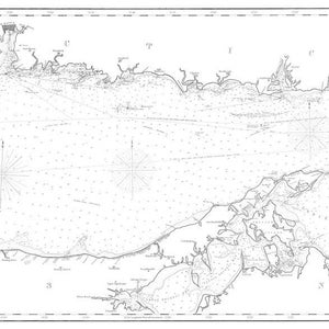 Mapa del estrecho de Long Island: de Newport a Nueva York, color blanco, impresión de cartas náuticas