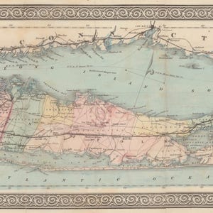 Long Island Karte - 1866 - Seekarte - Papier | Keilrahmen | Metall