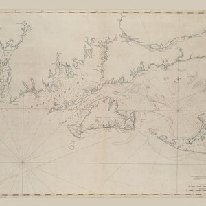 Newport to Nantucket Map - 1781 - Seekarte Print