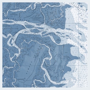 Carte de la baie d'Altamaha, Géorgie 1970 (bleu) - Impression de carte marine