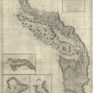 San Juan Islands - Coast of NW America Map with tracks of the Sloop Discovery 1798 - Nautical Chart Print