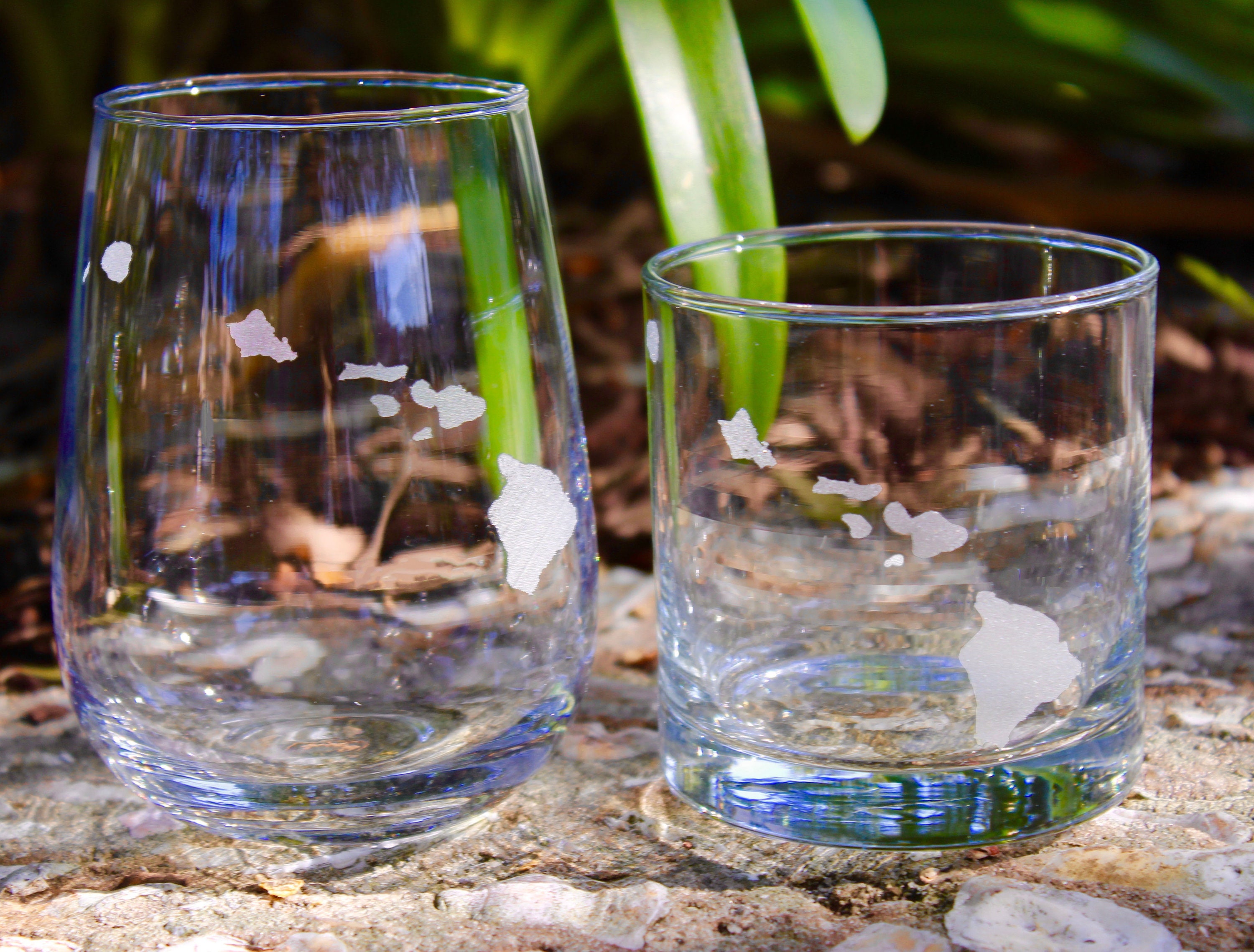 Hawaiian Etched Drinking Glasses - Etsy