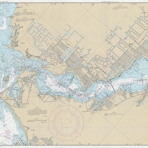 Bahía de San Carlos - Sanibel Island & Cape Coral Map 1992 (18" x 62") - Impresión de cartas náuticas