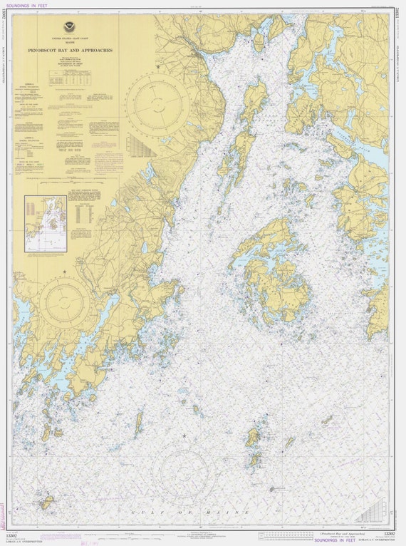 Penobscot Bay Map 1977 Nautical Chart Print Etsy