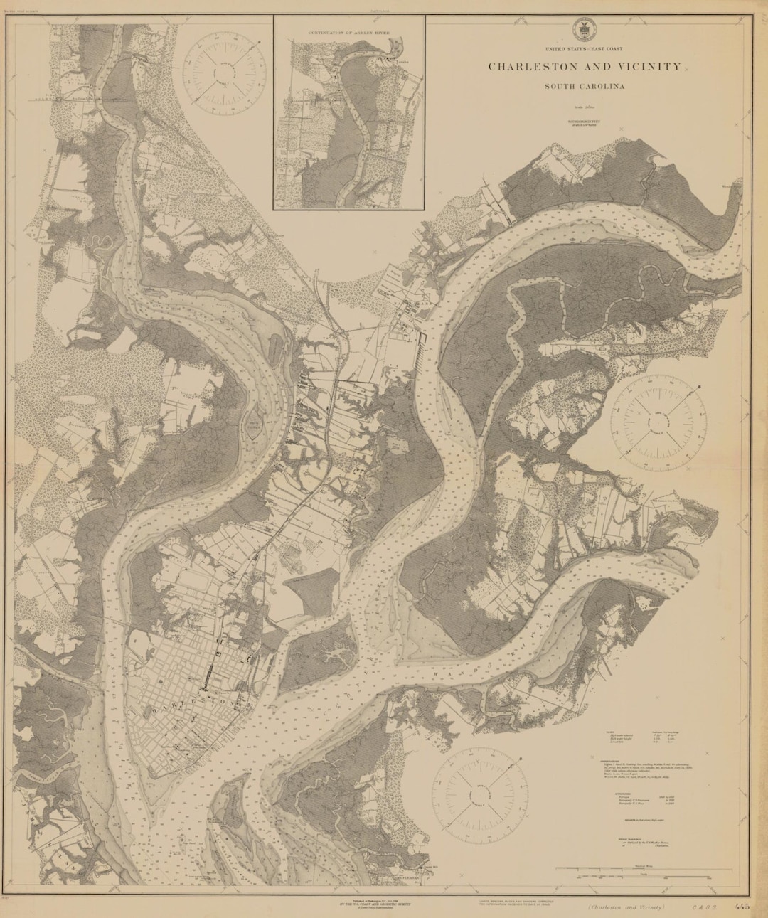 Charleston Harbor Map 1918 Nautical Chart Print