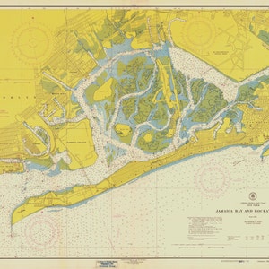 Jamaica Bay Map & Rockaway Inlet New York - Carta storica del 1954 - Stampa di carte nautiche