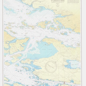 Mapa del río San Lorenzo - Isla Bingham a Round Island 1945 - Impresión de carta náutica