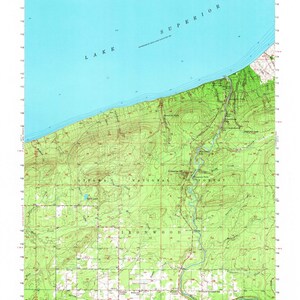 North Ironwood Michigan Topographic Map 1956 - Nautical Chart Print