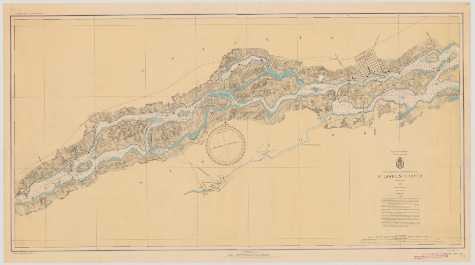 St. Lawrence River Map Chart 1 1935 Nautical Chart Print Etsy