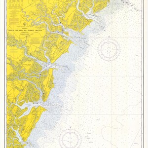 Mapa de Tybee Island a Doboy Sound 1972 - Impresión de cartas náuticas