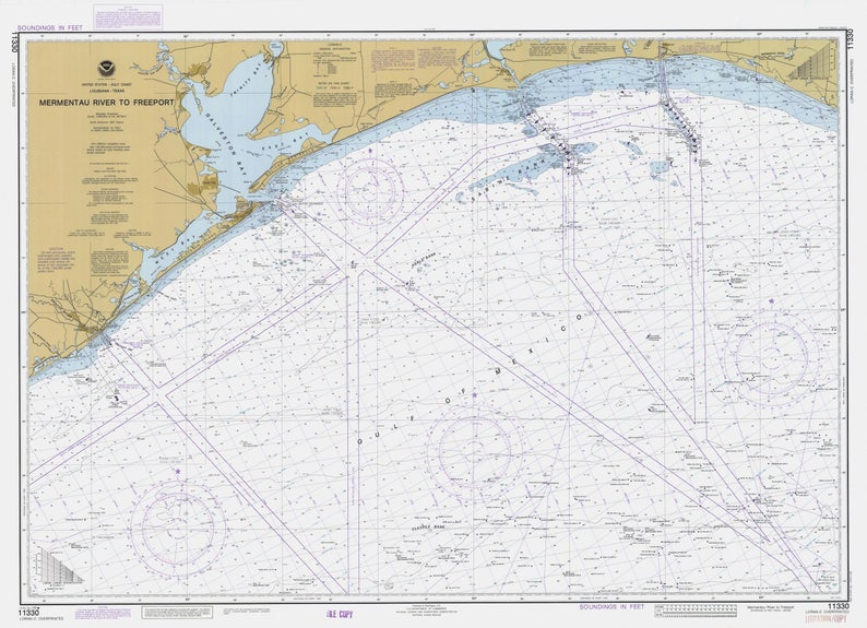 Mermentau River to Freeport Map 1983 Nautical Chart Print Etsy