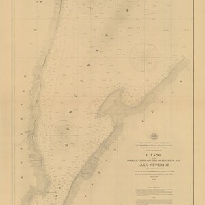 See Superior - Keweenaw Bay - Historische Karte 1897 - Seekarte Druck