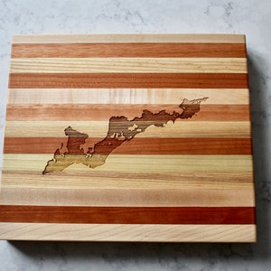 Fishers Island Karte Graviertes Holz Servierbrett & Barbrett