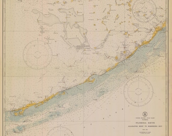 Florida Keys Map 1940 - Nautical Chart Print