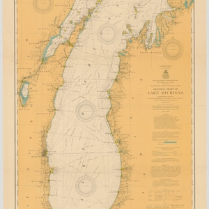 Lake Michigan Kaart 1909 - Nautical Chart Afdrukken