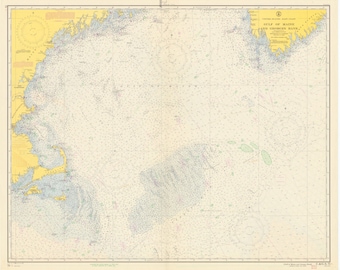 Gulf of Maine & George's Bank Map 1956 - Carta Nautica Stampa
