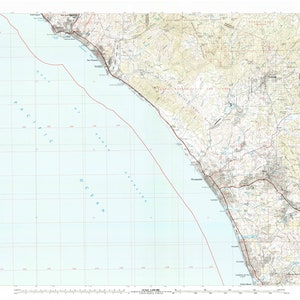 Oceanside California Topographic Map 1982 - Nautical Chart Print