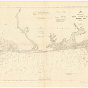 Pensacola Bay to Mobile Bay 1909 - Seekarte Print