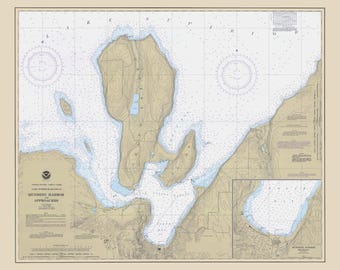 Grand Island - Michigan - Lake Superior 1982 - Nautical Chart Sherpa Fleece Blanket