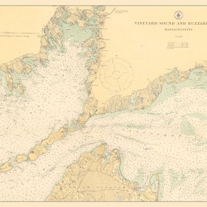 Buzzards Bay & Vineyard Sound Map - Nautical Chart Print