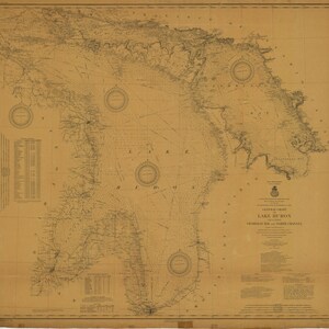 Lago Huron Mappa 1914 - Stampa Carta Nautica