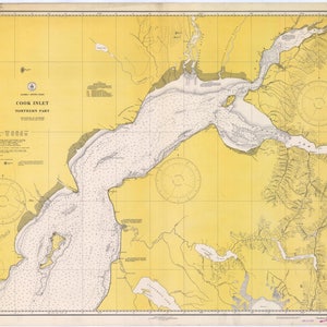 Carte de Cook Inlet - Alaska 1941 - Impression de carte marine