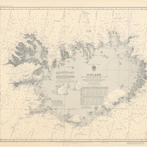 Carte d'Islande - 1942 - Carte marine - Papier | Toile | Métal