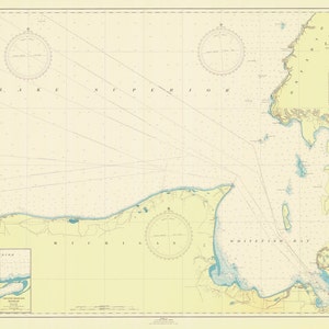 Lake Superior Karte - Whitefish Bay Historische Karte 1946 - Seekartendruck