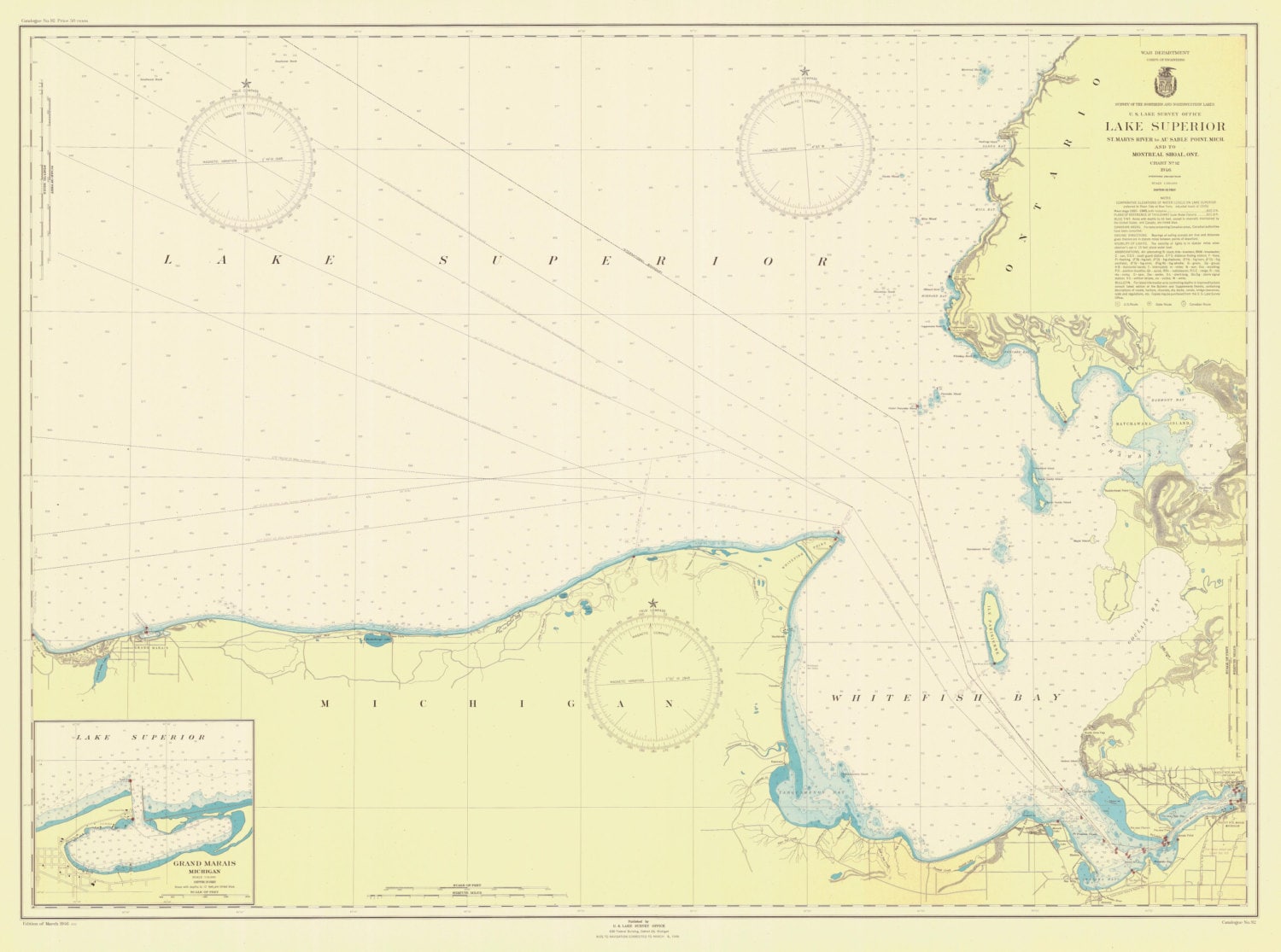 Whitefish Bay Lake Superior Map Lake Superior Map Whitefish Bay Historical Chart 1946 | Etsy Ireland