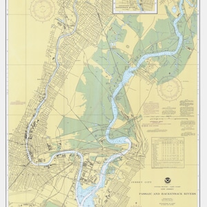 Passaic and Hackensack Rivers Map - 1984 - Nautical Chart Print