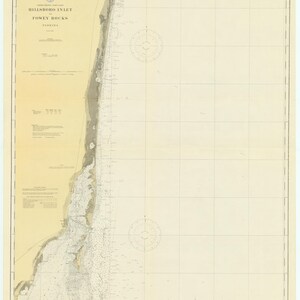Mapa de Miami - Hillsboro Inlet para Fowy Rocks 1919 - Impressão de carta náutica