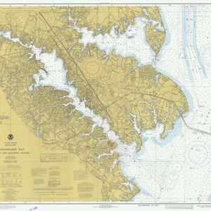 Mappa di Chesapeake Bay - Mappa del fiume Severn e del fiume Magothy 1977 - Stampa carta nautica