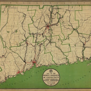 Connecticut State Map 1911 - Nautical Chart Print