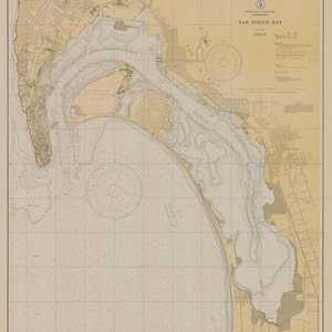 San Diego Bay Historische Karte 1932 - Seekarte Print