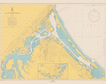 Duluth - Carte historique du port de Superior 1948 - Impression de carte marine