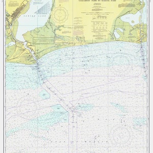 Calcasieu Pass to Sabine Pass Mapa - 1979 - Nautical Chart Print