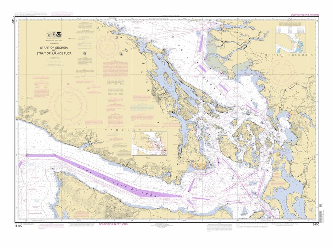 San Juan Islands Map 2012 Nautical Chart Print Etsy