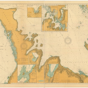 Lake Huron - East End - Georgian Bay Historische Karte 1904 - Seekarte Druck