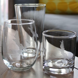 Thompson Lake Maine Map Engraved Glasses