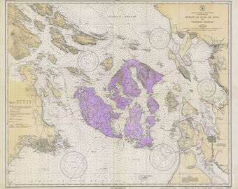 San Juan Islands Map - 1933 (Purple) - Nautical Chart Print