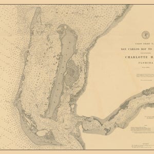 Sanibel & Bokeelia island - Charlotte Harbor Mapa - 1895 - Nautical Chart Print