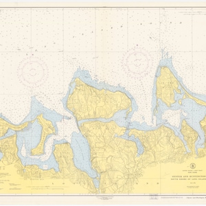 Oyster & Huntington Bays Mapa Histórico 1948 - Carta Náutica Print