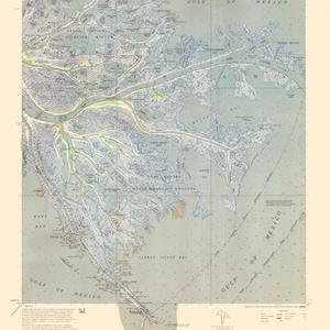 Kaart Mississippi River Delta East - 1954 - nautische kaart - papier | Canvas | Metaal