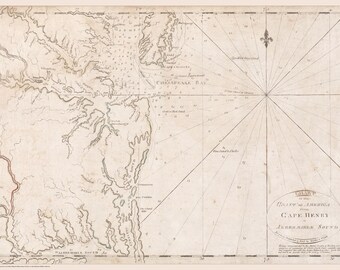 Mapa do Cabo Henry ao Estreito de Albemarle - Impressão de Carta Náutica
