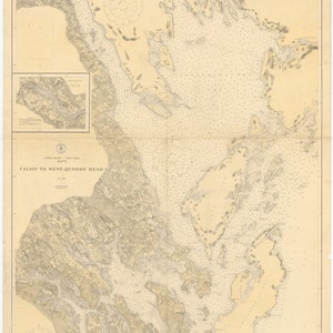 Calais to West Quoddy Head Map 1919 - Nautical Chart Print