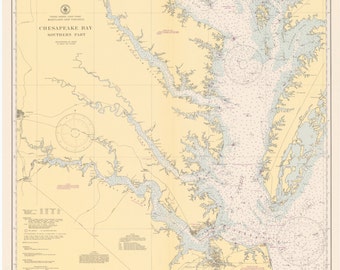 Chesapeake Bay Map 1944 - Nautical Chart Print